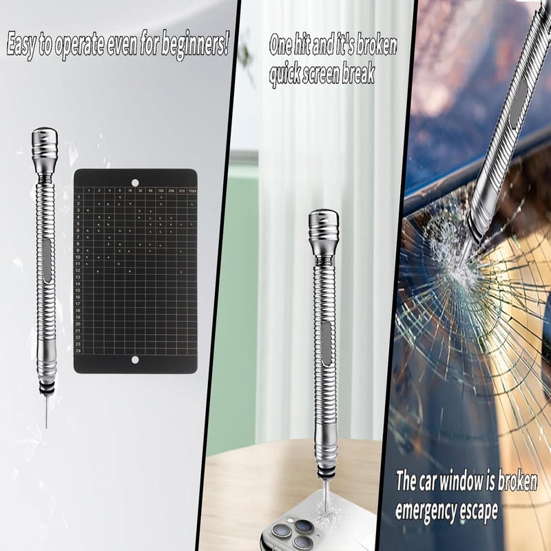 Btcdove Tungsten Steel Glass Breaker Pen – Multi-Functional Tool for Emergency Escape, Mobile Glass Removal, & Seed Phrase Punching – Anti-Slip Design for Precise, Deep Marks,BlastPen - Image 1